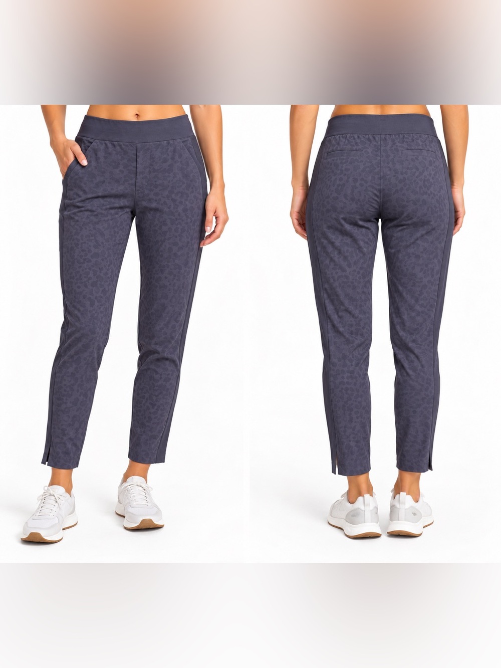 Athleta Brooklyn Textured Ankle Pant in Leopard Medieval Violet Tapered